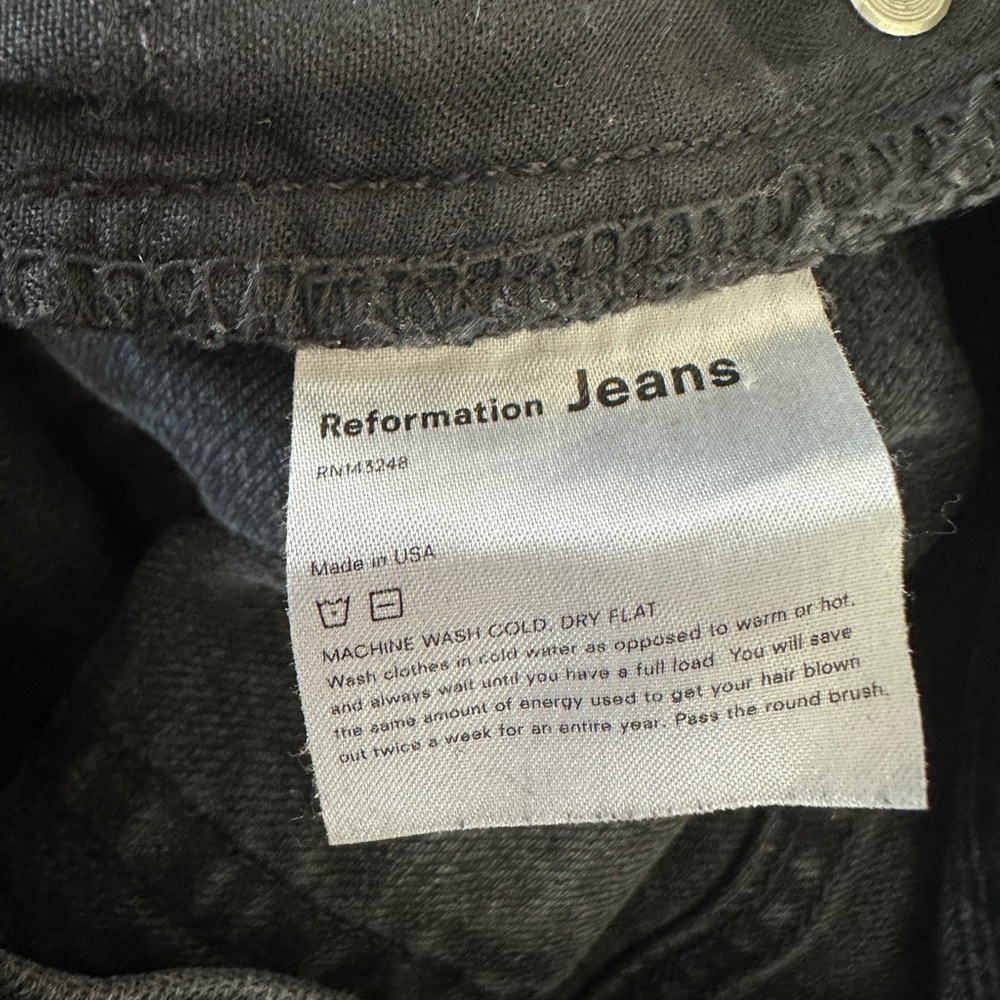 Reformation Jeans Skinny Pants Women 29 Black‎ High Rise Distressed Button Fly - Picture 10 of 10